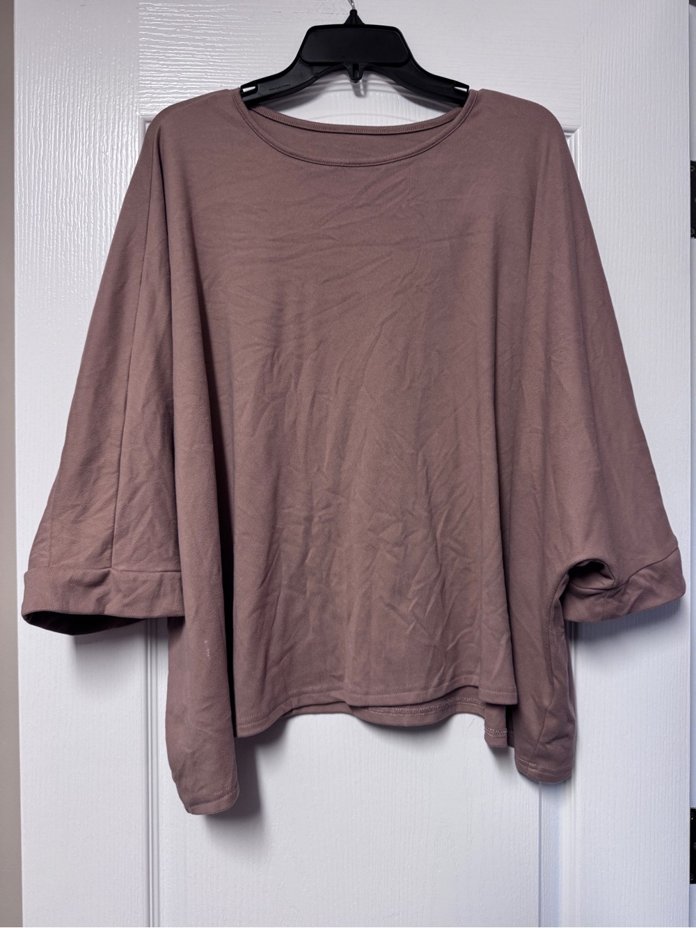 SHEIN Relaxed Round Neck Short Sleeve Top in Brown/Tan